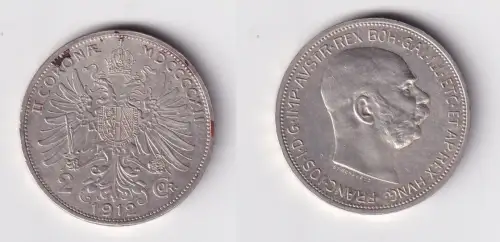 2 Kronen Silber Münze Österreich 1912 vz (143673)