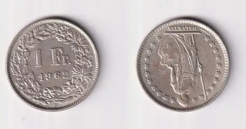 1 Franken Silber Münze Schweiz 1962 f.vz (146552)