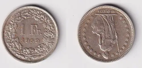 1 Franken Silber Münze Schweiz 1959 f.vz (144130)