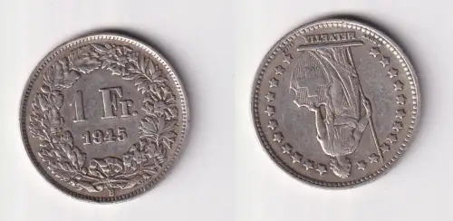 1 Franken Silber Münze Schweiz 1945 ss (145628)