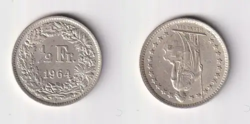 1/2 Franken Silber Münze Schweiz 1964 B vz (104012)
