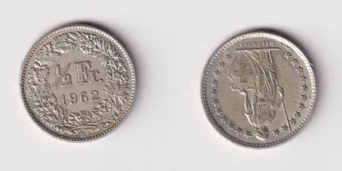 1/2 Franken Silber Münze Schweiz 1962 B ss (104438)