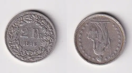2 Franken Silber Münze Schweiz 1916 f.ss (141867)