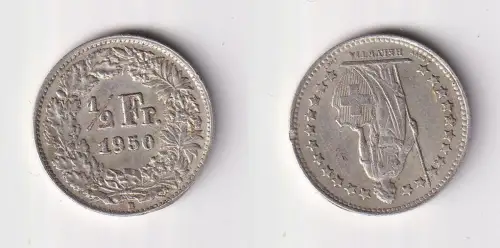 1/2 Franken Silber Münze Schweiz 1950 B ss (101423)