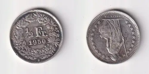 1/2 Franken Silber Münze Schweiz 1950 B ss (102271)