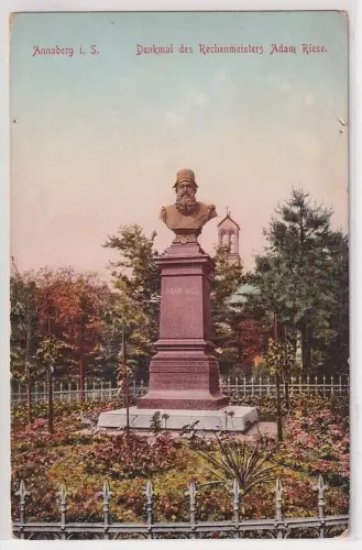 46583 Ak Annaberg i.S. Denkmal des Rechenmeisters Adam Riese 1929