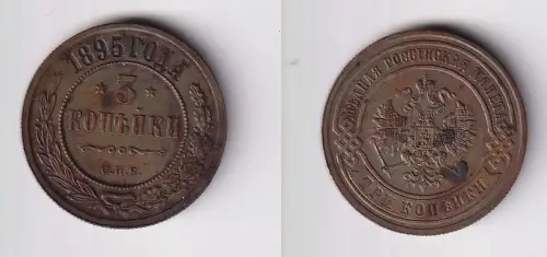 3 Kopeken Kupfer Münze Russland 1895 f.vz (133487)