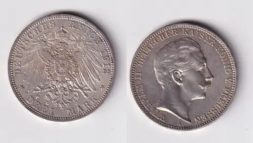 3 Mark Silbermünze Preussen Kaiser Wilhelm II 1912 A Jäger 103 ss (146398)