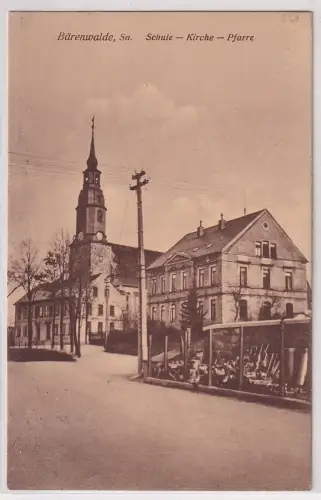 41141 Ak Bärenwalde Sachsen Schule Kirche Pfarre 1935