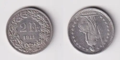 2 Franken Silber Münze Schweiz 1911 B ss (142608)
