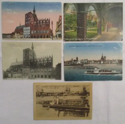 84109 / 5 Ak Stralsund Rathaus, Kloster, Trajektschiff um 1920
