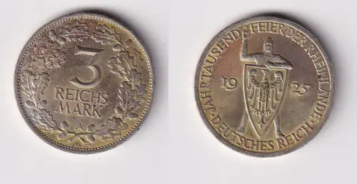 3 Mark Silber Münze 1000 Feier der Rheinlande 1925 A ss (146210)