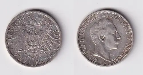 2 Mark Silbermünze Preussen Kaiser Wilhelm II 1904 Jäger 102 ss+ (132796)