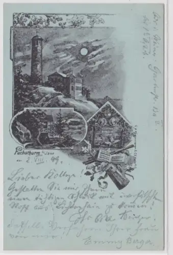 96992 Mondschein AK Fuchsthrum bei Jena 1899