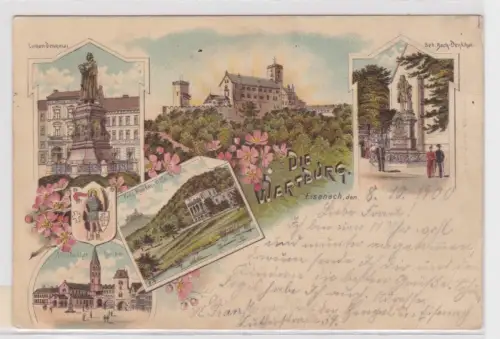 02620 AK Die Wartburg Eisenach - Luther-Denkmal, Nicolaithor-Kirche 1900