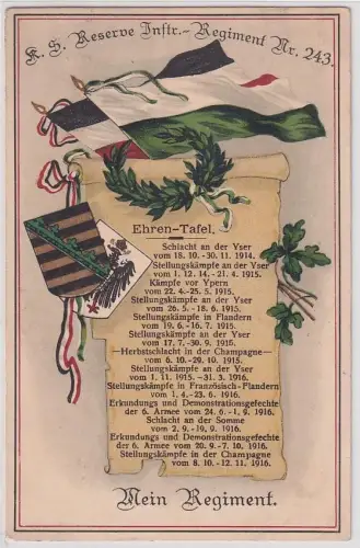 904035 Feldpost Ak Mein Regiment Reserve Infanterie Regiment Nr.243