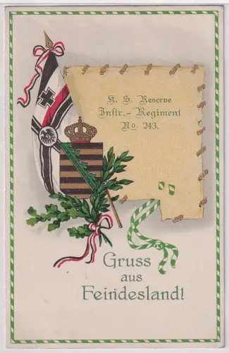 87878 Ak Gruß aus Feindesland Reserve Infanterie Regiments 243  um 1917