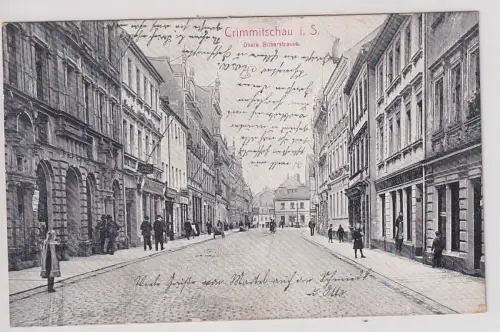 908142 Ak Crimmitschau in Sachsen ober Silberstrasse mit Geschäften 1910