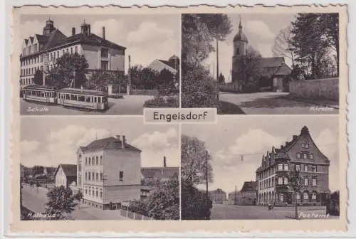 57263 Mehrbild Ak Engelsdorf Schule, Kirche, Rathaus, Postamt 1942