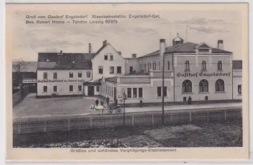 34579 Ak Gruß vom Gasthof Engelsdorf Eisenbahnstation Engelsdorf Ost 1943