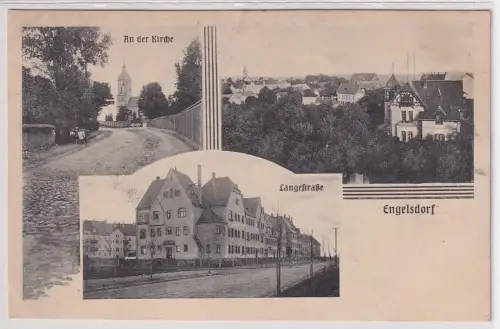 00116 Mehrbild Ak Engelsdorf Langestraße, ander Kirche 1913