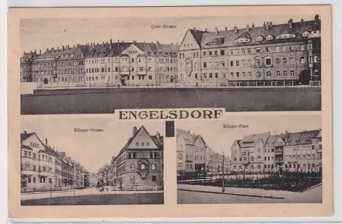 39585 Mehrbild Ak Engelsdorf Klingerstraße und Platz, Querstrasse 1915