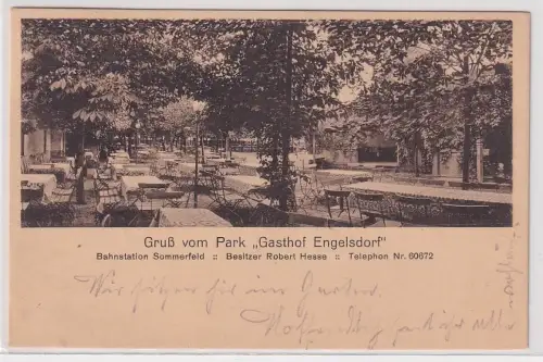 903749 Ak Gruß vom Park "Gasthof  Engelsdorf" Bahnstation Sommerfeld 1927 