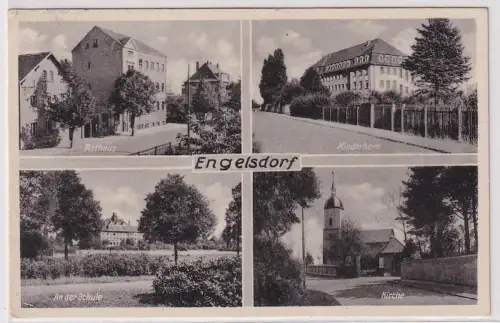 37079 Mehrbild Ak Engelsdorf Rathaus, Kinderheim, an der Schule, Kirche 1957