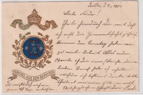 48568 Ak Gruß aus der Garnison 1. K.S. Leib-Grenadier-Regiment Nr.100 Dresden