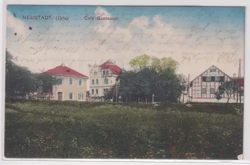 08071 Ak Neustadt (Orla) Café Sanssouci 1917