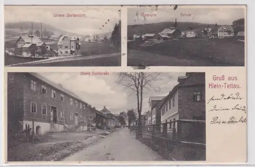 74735 Mehrbild Ak Gruß aus Klein-Tettau Glashütte, Schule usw. 1918
