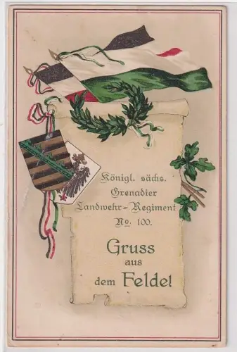 92452 Ak Gruß aus dem Felde K.S. Grenadier Landwehr Regiment Nr.100