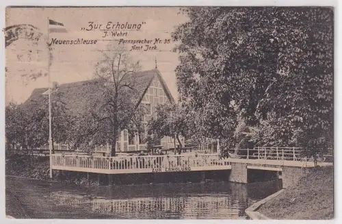 75540 Ak Neuenschleuse bei Altona Gasthaus "Zur Erholung" 1922