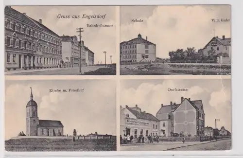 53726 Mehrbild Ak Gruß aus Engelsdorf Bahnhofstraße, Friedhof, Schule usw. 1909