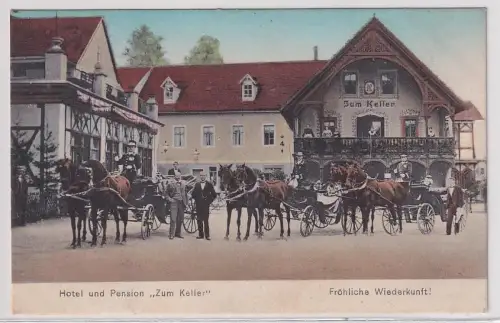 24161Ak Fröhliche Wiederkunft Hotel und Pension "Zum Keller" 1914