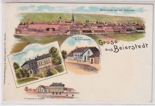 26414 Ak Lithographie Gruß aus Beierstedt Gasthof usw. um 1900