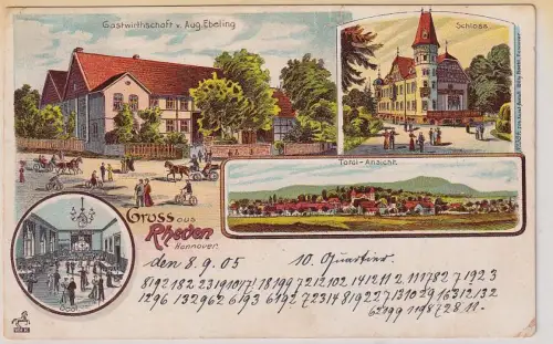 10539 Ak Lithographie Gruß aus Rheden (Hannover) Gastwirtschaft usw. 1905