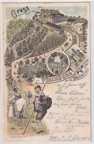 99246 Ak Lithographie Gruß vom Wachberg bei Wachwitz bei Dresden 1897