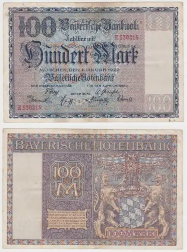 100 Mark Banknote Bayerische Notenbank München 1.1.1922 (147223)