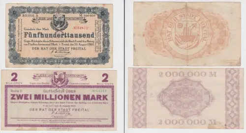 2 Banknoten Inflation Rat der Stadt Freital 1923 (145164)