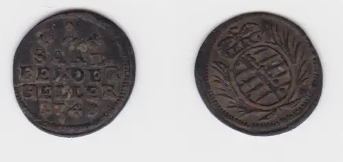 1 Heller Kupfer Münze Sachsen Saalfeld 1748 f.ss (143893)