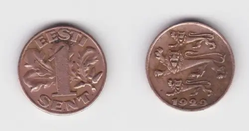1 Sent Kupfer Münze Estland 1929 ss KM 10 (155164)
