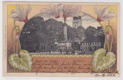 97209 Jugendstil Ak Lithographie Gruß aus Genthin Marktplatz 1901
