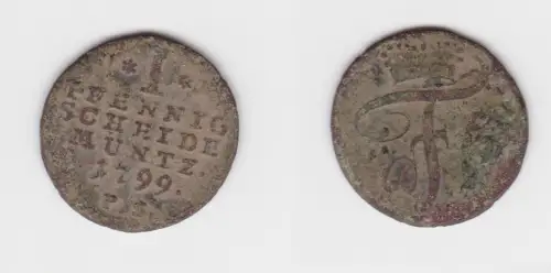 1 Pfennig Kupfer Münze Waldeck Friedrich 1763-1812, 1799 f.ss (144709)