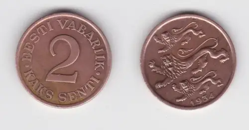 2 Senti Kupfer Münze Estland 1934 ss KM 15 (154676)