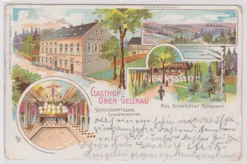 99784 Ak Lithographie Gasthof Ober-Gelenau 1906