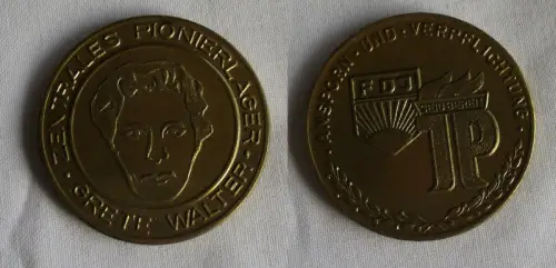 DDR Medaille Zentrales Pionierlager Grete Walter Stufe Gold (149481)