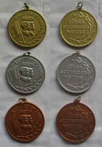 3 x DDR Sport Medaillen Kinderferienlager Gold Silber und Bronze (149895)