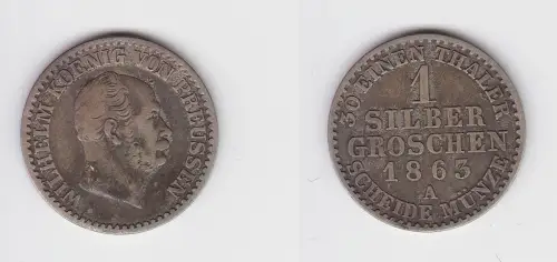 1 Silbergroschen Münze Preussen Wilhelm I. 1863 A ss (150173)