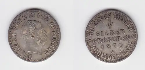 1/2 Silbergroschen Münze Preussen Wilhelm I. 1870 A f.vz (150185)